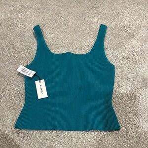 Aritzia Madison Blue Fitted Ribbed Tank Top